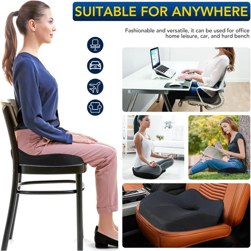 Seat Cushion for Desk Chair, Memory Foam Cushion for Hip Tailbone Pain Relief, Ergonomic Patented Office Chair Cushion