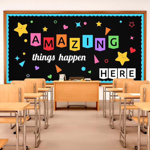 Classroom Bulletin Board Decoration Set Welcome Bulletin Board Wall Door Decor for Kindergarten Preschool Elementary Middle School - Amazing Things Happen Here