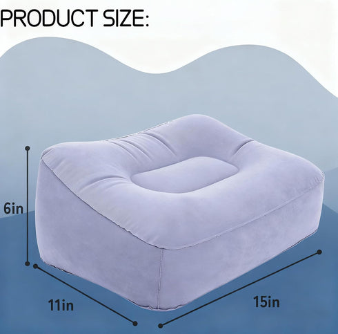Inflatable Foot Rest for Travel, Soft Flocking Airplane Leg Rest Pillow, Portable Cushion Ottoman for Flights, Office