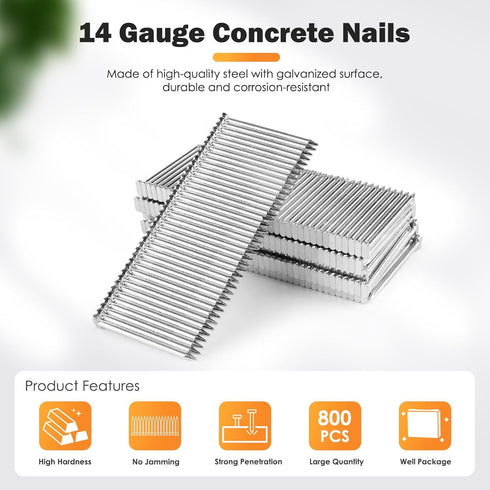 14 Gauge 1-Inch Concrete Nails, 800PCS/Box T Nails for Truss Building and Construction Framing
