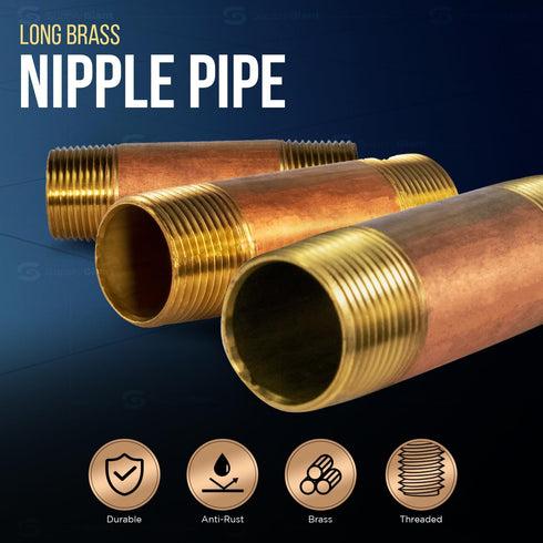Everflow Supplies NPBR1535 Brass Nipple Pipe Fitting, 3-1/2" Long, 1-1/2" Nominal Diameter, NPT Ends