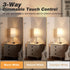 17.4Inch 3 Dimmable Bedside Touch Table Lamps for Bedroom Nightstand with USB-C USB-A Charging Ports White - Way