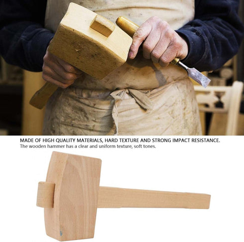 13.8'' Beech Wood Mallet, Manual Ice Hammer, Solid Carpenter Wooden Hammer for Woodworking