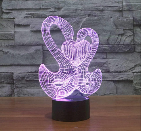3D 16 Night Light for Kids Swan Heart to Heart Led Lamp with Remote Control Color Changing Xmas Birthday Gift for Child