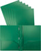 Better Office Products Green Plastic 2 Pocket Folders with Prongs, Heavyweight, Letter Size, 24 Pack