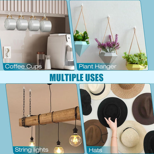 110Pcs Premium Screw Hooks, White Vinyl Coated Cup Hooks, 5 Sizes Heavy Duty Hook Screws for Hanging Plants