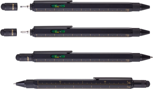 Troika CONSTRUCTION Multitasking Ballpoint Pen - PIP20/BG, Black/Gold, Centimetre and Inch Ruler, Spirit Level,