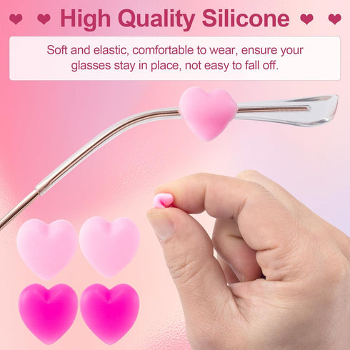 Silicone Eyeglasses Ear Grips - Heart-Shaped Retainers for Sunglasses