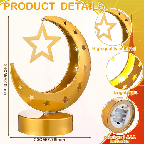 Cinnvoice 2026, Ramadan Decorations Moon Ramadan Lights for Table Home Crescent Lunar Moon Lamp for Eid Mubarak Decor