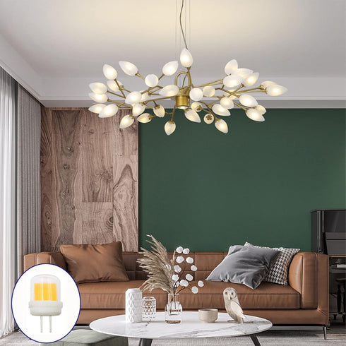 4-Pack G4 Bulb Dimmable, T4 Bulbs, 5W=50W 3000K, 110V-120V 360 LED Bi-Pin COB Chandelier Warm White AC, Silicone