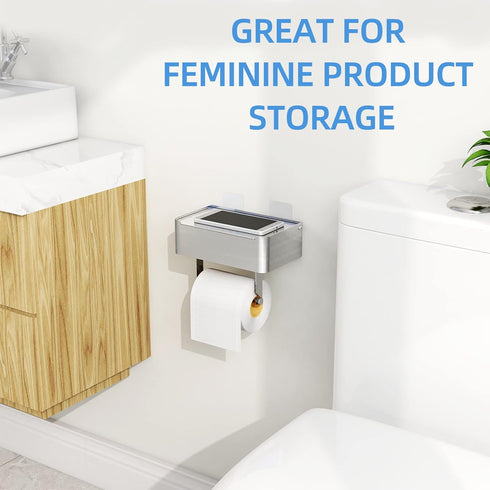 SUS304 JUYSON Toilet Paper Holder with Shelf Brushed Nickel, Flushable Wipes Dispenser Fits for Bathroom Wipe Storage