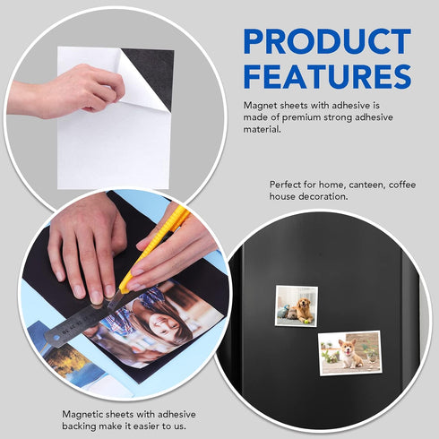 DIYMAG Magnetic Adhesive Sheets - 8" x 10", 12 Pack Flexible Sheets for Crafts, Photos, Easy to Peel