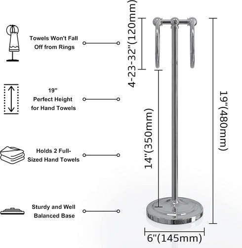 Countertops 2 Rings?17" BGL Fingertip Towel Holder Stand Hand Towel Ring for Bathroom or Kitchen Vanity to Store Hand