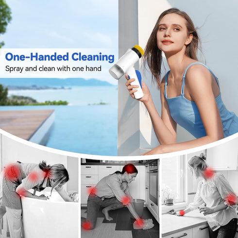 2 1 IPX7 6 Electric Spin Scrubber in Scrubber Brush & Cleaning Spray with No-Rinse Formula Cleaner Full Body Waterproof