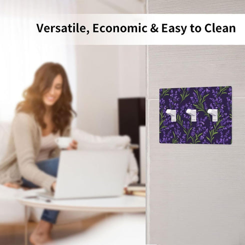 Hayyett 3 Motif Of Lavender Plants On Dark Purple Light Switch Covers Gang Triple Toggle Wall Plate Switchplate