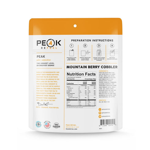 Peak Refuel Mountain Berry Cobbler | Real Ingredients | Premium Freeze Dried Food | 2 Servings