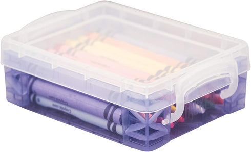 Super Stacker Plastic Crayon Box - Stackable Crayon Organizer, Small Storage Containers with Lids, Color May Vary