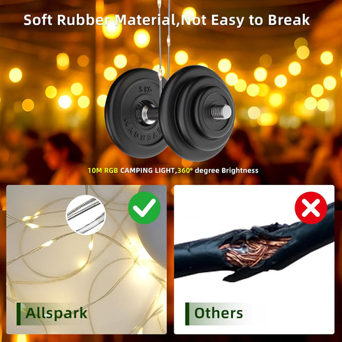 Allspark 4 1 32.8FT 8 Camping String Lights Rechargeable, in Quick Storage Tent String Lights with Lighting