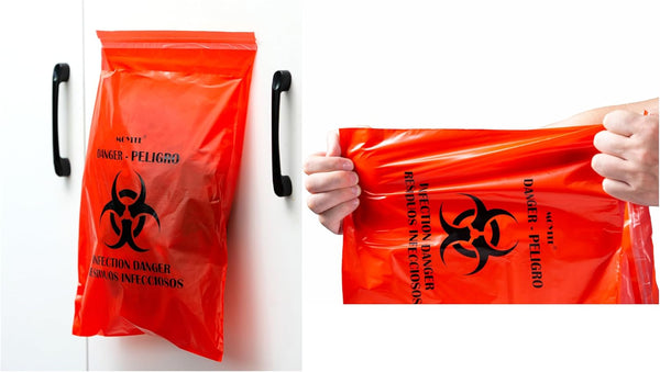 Moyite 200 Count More Economical,Biohazard Bags Small with Strong Adhesive Strip for Lab,Tattoo