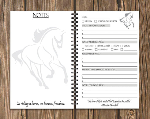 Horseback Riding Journal - Track Lessons, Goals & Progress | Equestrian Training Logbook for Girls, 100 Pages