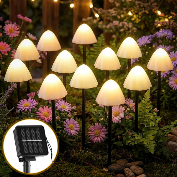 Grinsvalley Mushroom Solar Lights for Garden Outdoor 50LED 23FT Solar Powered Garden String