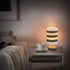 YYZZH Table Lamp Black and White Horizontal Striped Nightstand Lamp with Wood Base Fabric Lamp Shade Bedside Desk Lamp