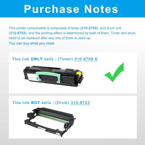 LCL Compatible Toner Cartridge Replacement for Dell 310-8701 310-8708 310-8702 310-8709 6000 Pages for 1720 1720dn