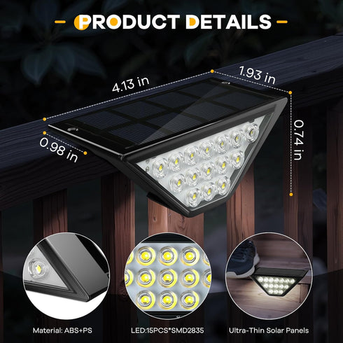 BKBB PPBB (10, Solar Step Lights for Outside, Solar Stair Lights Outdoor Waterproof, Deck Step Lights for Fence, Patio
