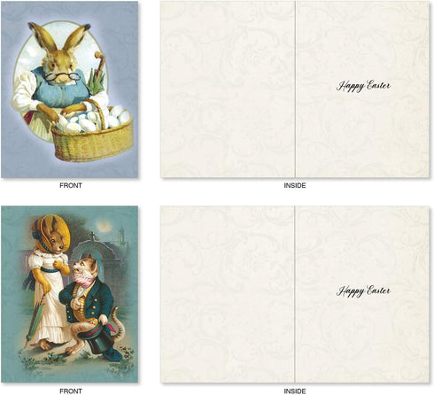 The Best Card Company 20 Vintage Easter Cards with Envelopes, Retro Boxed Note Cards for Easter (4 x 5.12 Inch).