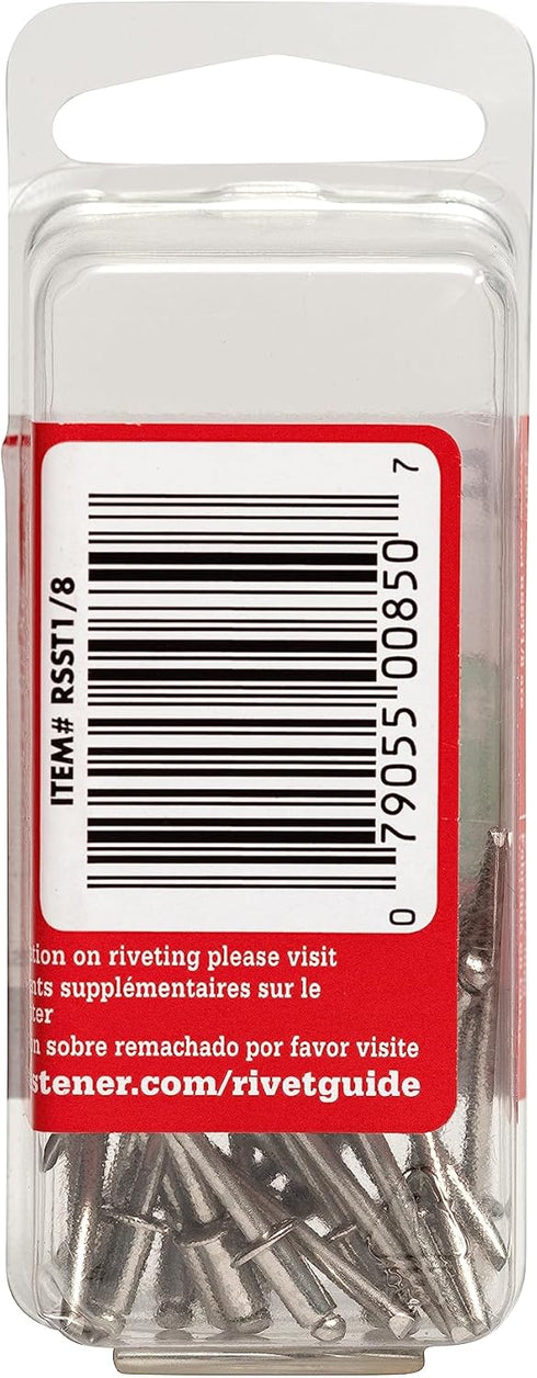 Arrow RSST1/8 Short Stainless Steel 1/8-Inch Pop Rivets, 25-Pack for Metal, Fabric, Leather