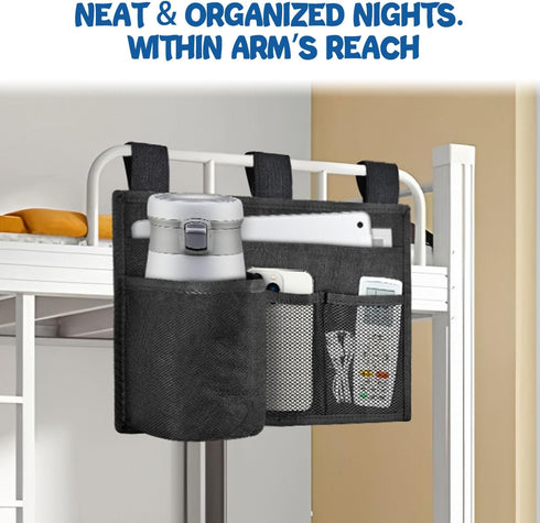4 Hanging Bedside Caddy, Pockets Bunk Bed Caddy, Bed Pocket for University Dormitories, Hospitals, Chairs, Crib