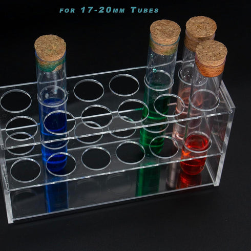 Acrylic Test Tube Holder Rack, 2x6 Wells, 12 Sockets for 25ML Test Tubes, Clear Acrylic Lab Stand