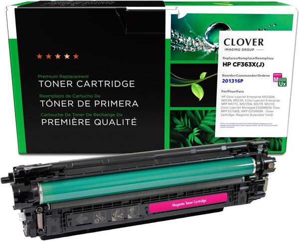 Clover Remanufactured Extended Yield Toner Cartridge for HP CF363X | Magenta Replacement