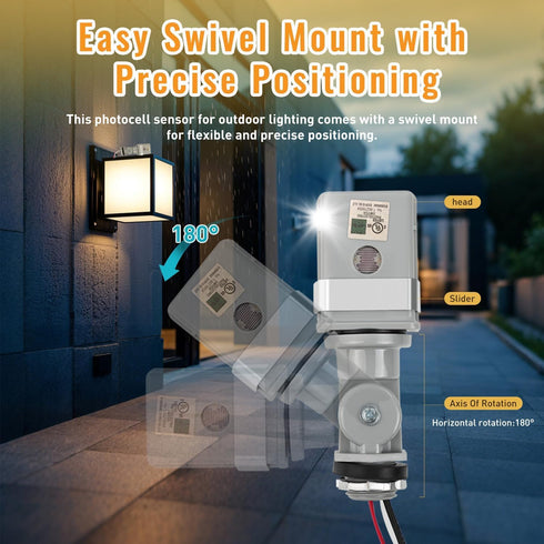 RAWILL 2-Pack 120VAC IP54 Photocell Sensor for Outdoor Lights, Dusk to Dawn Photocell Switch, Waterproof for Yard
