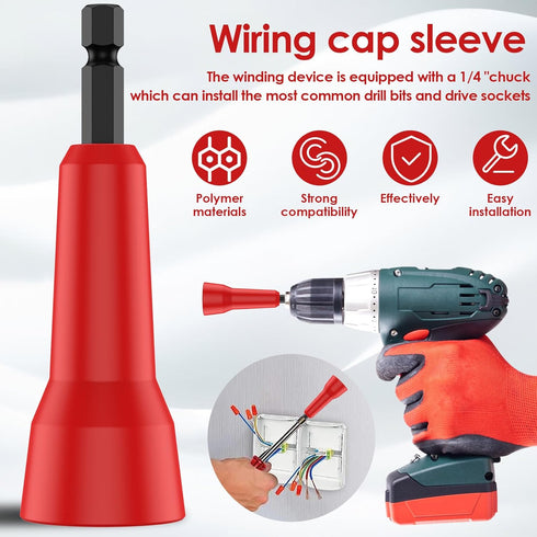 2Pcs Wire Nut Twister, Wire Twister Tool with 1/4inch Chuck, Wire Nut Driver Multifunctional Wire Twister Spinner Connector Socket Electrician Tool for Drill and Cordless Drill Drivers (Red)