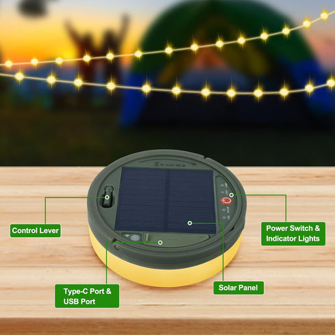 4 1 42.6Ft 160LEDs, SMY Lighting in Solar Camping String Lights, Ultra Long String with Solar Powered and USB