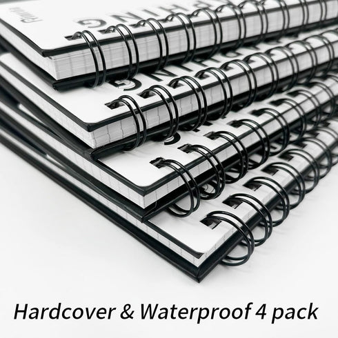 Graph Paper Notebook, 8.5" x 11" Spiral Notebook, 120 Pages, 100 GSM, Hardcover, 4 Pack, Engineering Notebook, Black