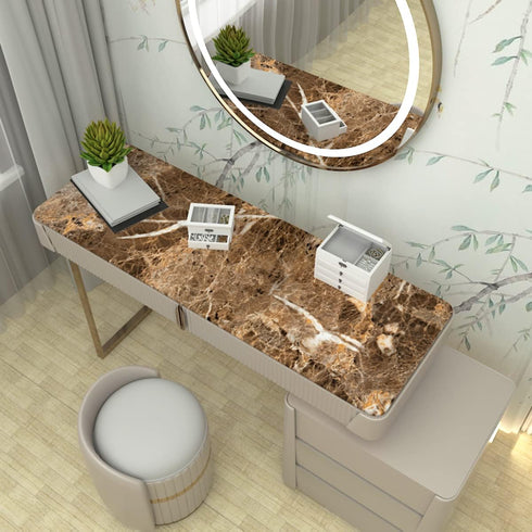 JSEVEM Brown Marble Wallpaper 15.74" 118" - Peel and Stick Vinyl Granite Contact Paper for Kitchen Countertop