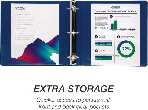 Samsill 2 Inch Value Document Storage 3 Ring Binder, Round Ring, 11 x 8.5 Inches, Dark Blue/Navy