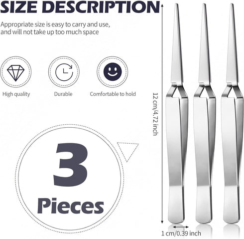3 Pieces Reverse Tweezers Locking Tweezers for Crafting Cross Locking Electronics Tweezers Reverse Action Forceps Reverse Tension Tweezers Stainless Steel Craft Jewelry Electronics Laboratory by Minatee