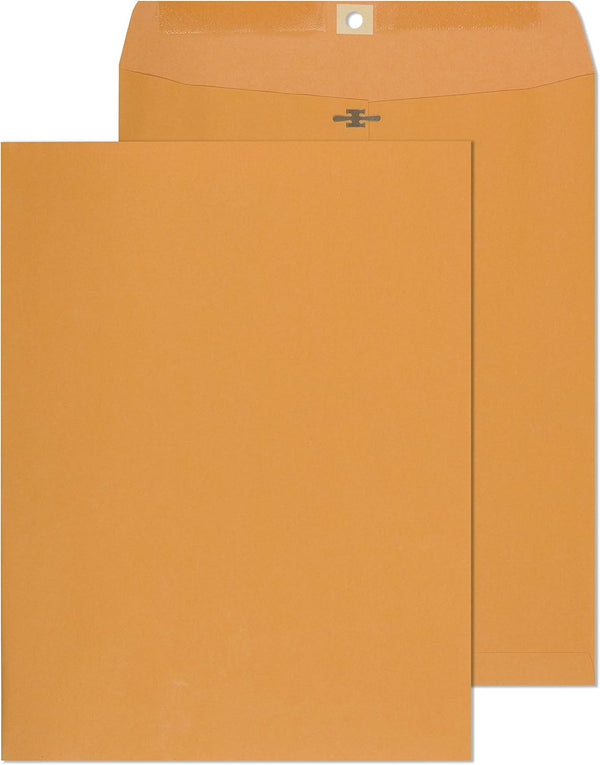 EnDoc 10 x 13 Clasp Envelopes, 100 Pack, Brown Kraft, 28lb Heavyweight Paper