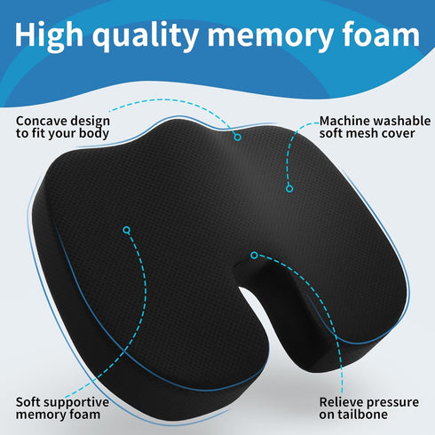 assountgh Tailbone&Sciatica Seat Cushion &Office Chair Cushion,Lumbar Support Pillow for Office Chair,Ergonomic Memory