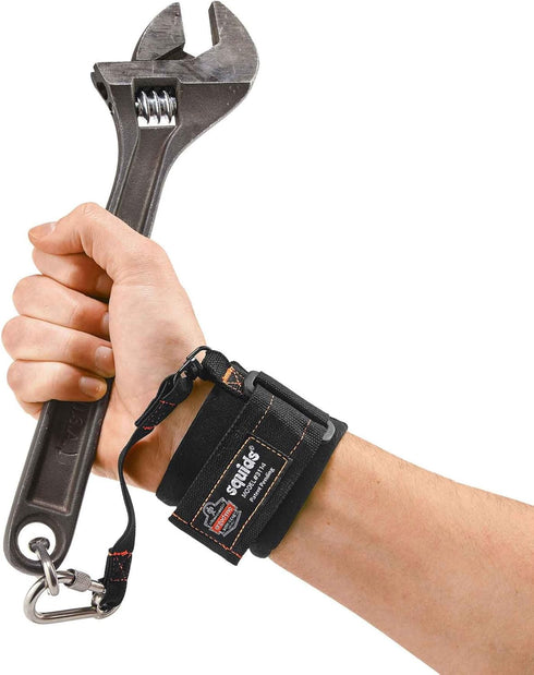 Ergodyne Squids 3114 Pull-On Wrist Tool Lanyard, 3 Pounds, Black with Stainless Steel Carabiner