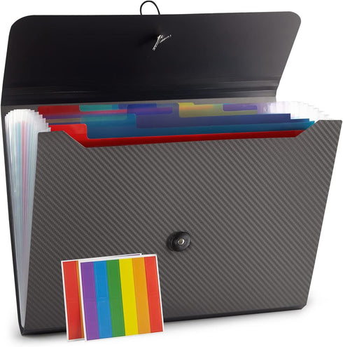 Expanding File Folder Organizer, 13 Pockets Accordion Filing Folder for Documents, Grey