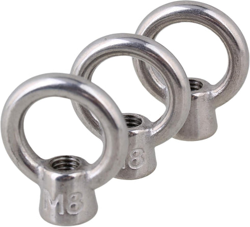 CNBTR Japanese Style Silver M8 304 Stainless Steel Ring Shape Lifting Eye Nut, Set of 5