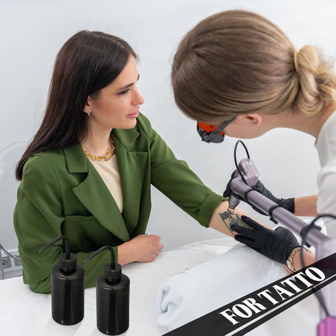 9 Pcs 250 ml Tattoo Wash Bottle, Lab Squeeze Bottles with Narrow Mouth Scale Labels for Eyelash Extensions and Watering