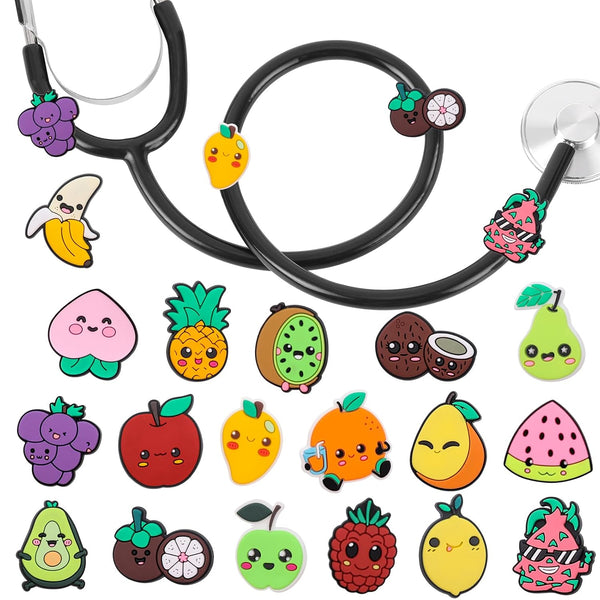 Fruit Stethoscope Charms for Nurses - 18Pcs Apple Banana Fruits Stethoscopes Accessories