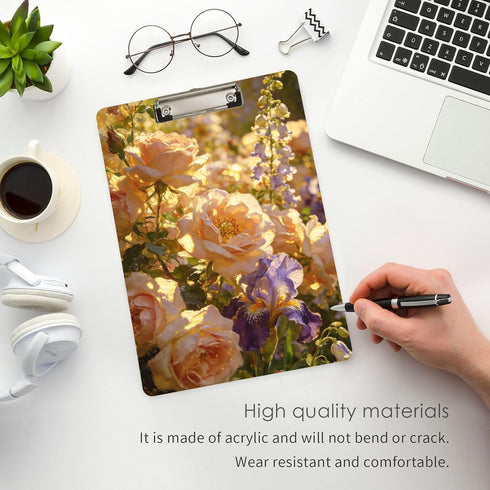 Yuiboo 9 12 Warm Tone Rose & Sunflower Bouquet Paper Clip Board Hard Board for Coaches Medical Classroom Size x