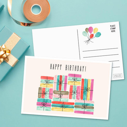 Sweetzer & Orange Happy Birthday Postcards Pack (60 Post Cards) 4x6” for Kids and Adults, Blank Birthday Decor Sheets