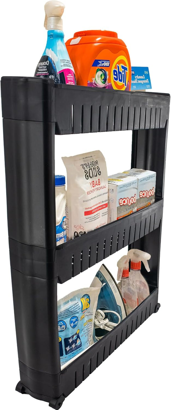 5 STAR SUPER DEALS Slim Rolling Storage Cart - Narrow Slide Out Shelving Utility Cart -